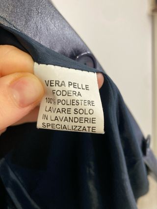 Giacca Blazer Vera Pelle Vintage Blu/nero