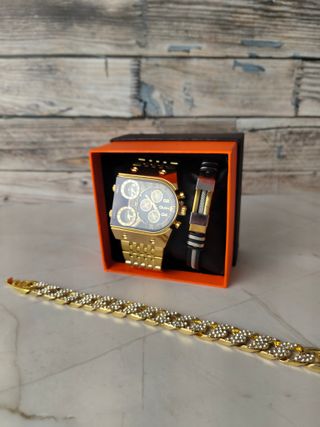 Reloj Dorado + 2 Pulseras