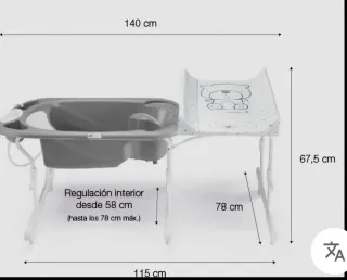 Bañera y cambiador bebé gris