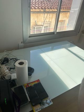 Mesa de comedor extensible cristal y madera