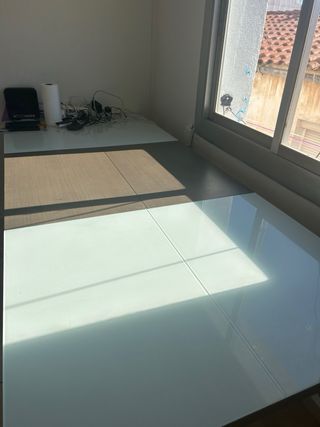 Mesa de comedor extensible cristal y madera