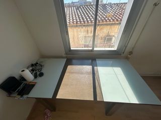 Mesa de comedor extensible cristal y madera