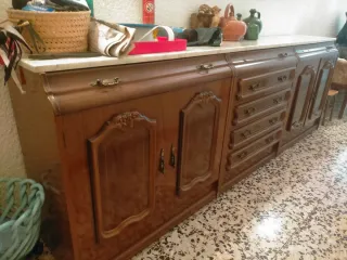 Mueble comedor antiguo madera y mármol