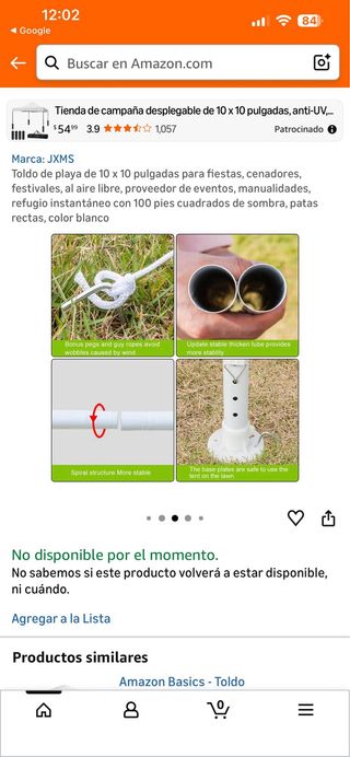 Toldo Desplegable 10x10 Pies Anti-UV