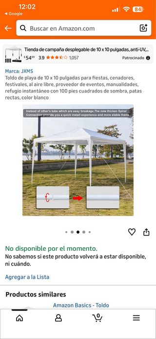 Toldo Desplegable 10x10 Pies Anti-UV