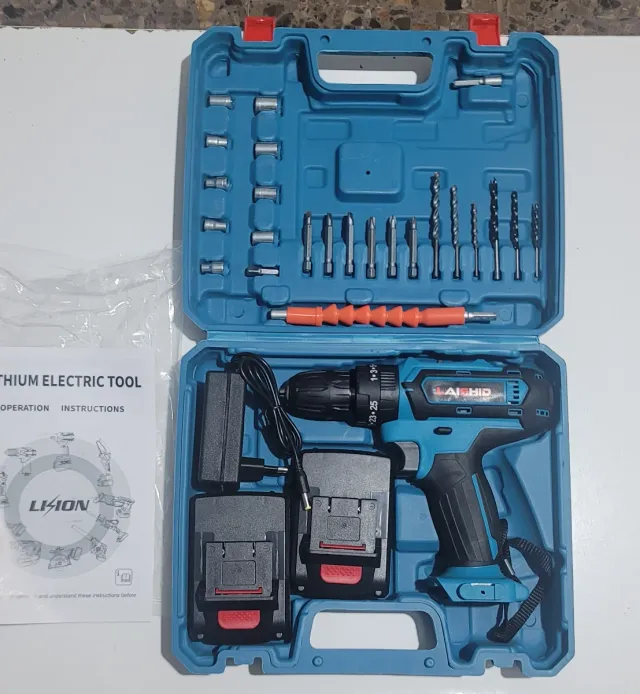 Taladro con 2 Batería,piezas y Maletín, todo nuevo