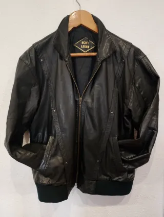 Cazadora Piel Vintage Negra