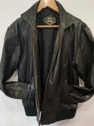 Cazadora Piel Vintage Negra