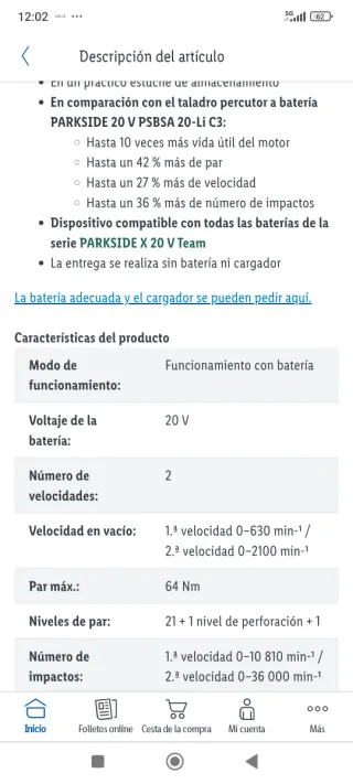 Taladro parkside performance