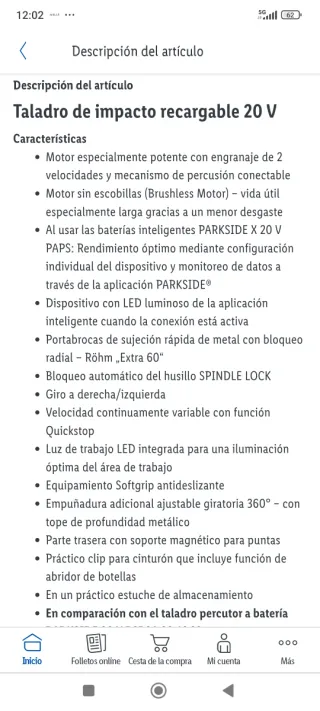 Taladro parkside performance