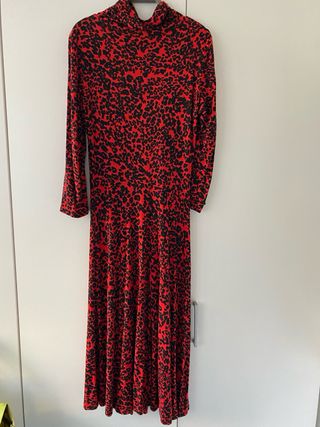 Vestido Mango Estampado Animal Print Rojo