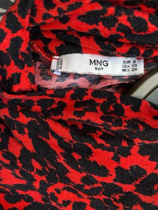 Vestido Mango Estampado Animal Print Rojo