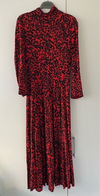Vestido Mango Estampado Animal Print Rojo