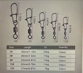 50 Conectores Giratorios para Pesca