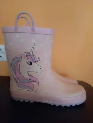 Botas de agua unicornio, color rosa.