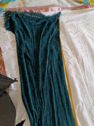 Fular chenilla verde/petróleo