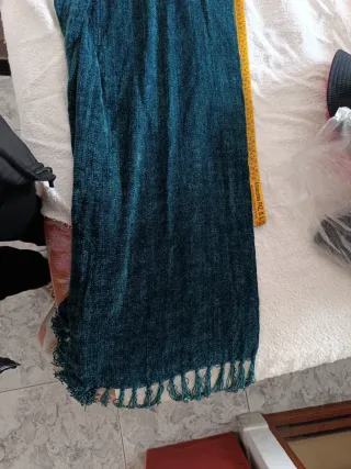 Fular chenilla verde/petróleo