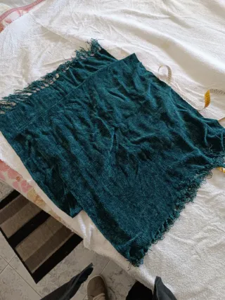 Fular chenilla verde/petróleo