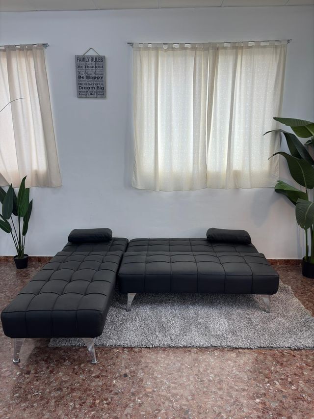 Sofá chaise longue negro polipiel - Nuevo OFERTA!