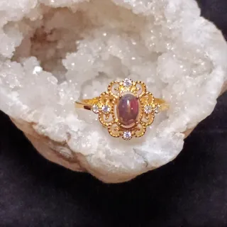 Anillo de Ópalo Plata chapada en oro 18k