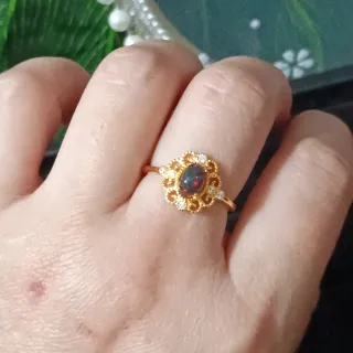 Anillo de Ópalo Plata chapada en oro 18k
