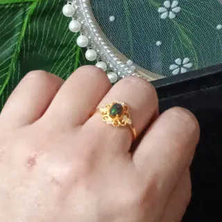 Anillo de Ópalo Plata chapada en oro 18k