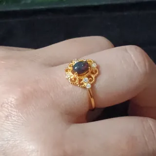 Anillo de Ópalo Plata chapada en oro 18k