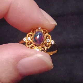Anillo de Ópalo Plata chapada en oro 18k