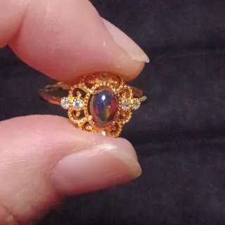 Anillo de Ópalo Plata chapada en oro 18k