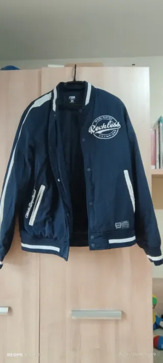 Chaqueta estilo bomber azul M.