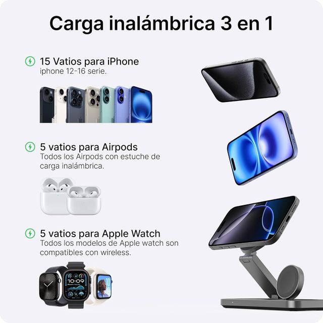 Base Carga Inalámbrica 3 en 1 iPhone