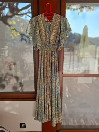 Vestido largo seda y viscosa