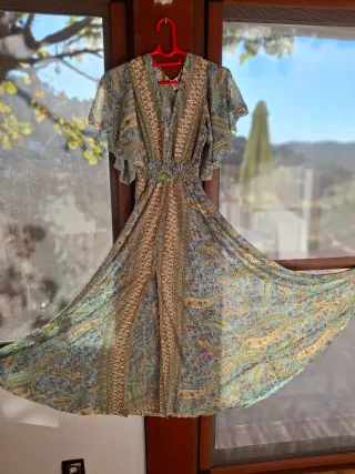 Vestido largo seda y viscosa