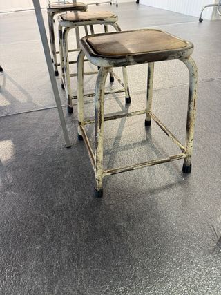 6 Taburetes vintage madera y metal