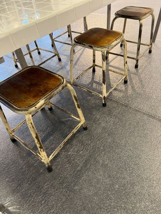 6 Taburetes vintage madera y metal