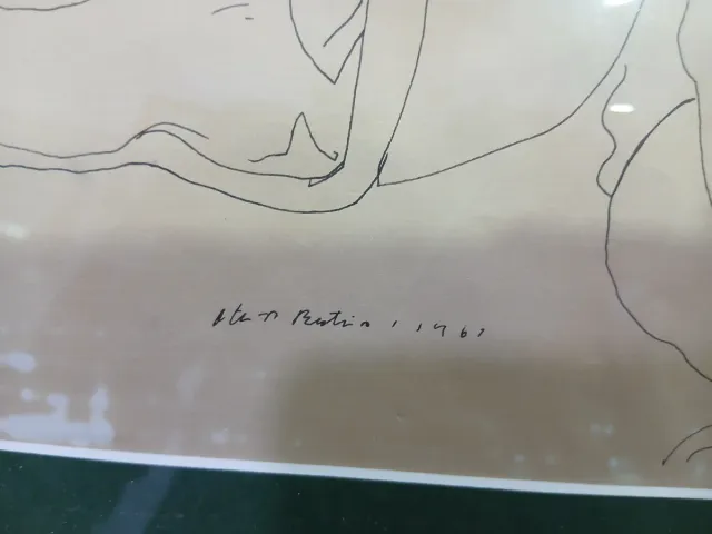 Dibujo a tinta Otero Besteiro Vacas 1967.  Lugo.