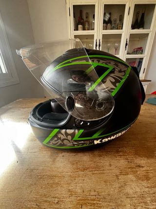 Casco Moto Kawasaki Talla S Negro/Verde