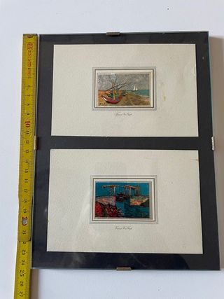 Cornice con 2 quadretti lamina d'argento