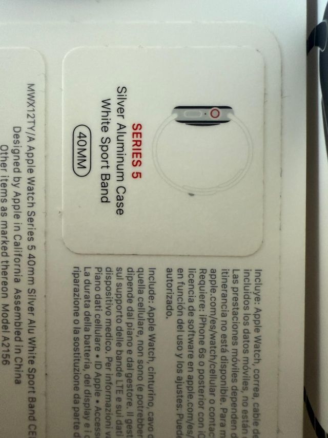 Apple Watch Series 5 40mm Plata/Blanco