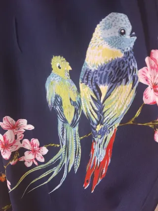 Mono Derhy estampado pájaros y flores