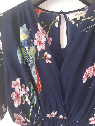 Mono Derhy estampado pájaros y flores