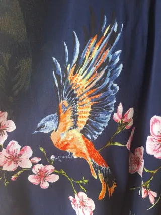 Mono Derhy estampado pájaros y flores