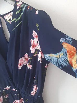 Mono Derhy estampado pájaros y flores