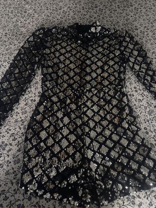 Traje de fiesta lentejuelas negro y plata