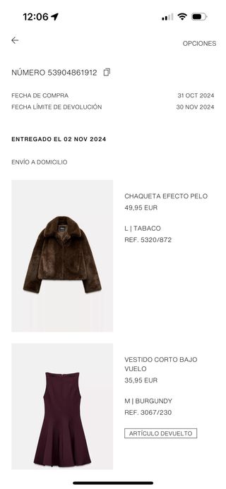 Chaqueta pelo Zara Talla L Tabaco