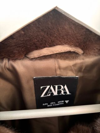 Chaqueta pelo Zara Talla L Tabaco