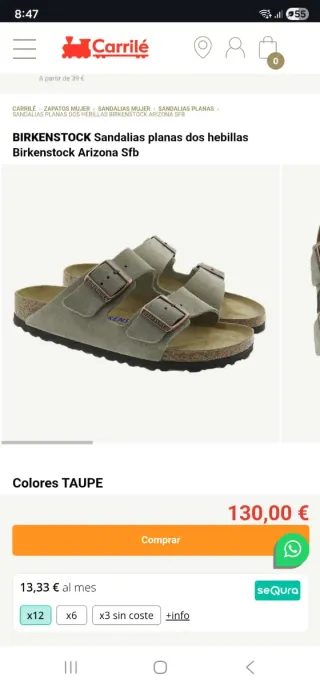Birkenstock 40 Beige/Gris Sandalias nuevas