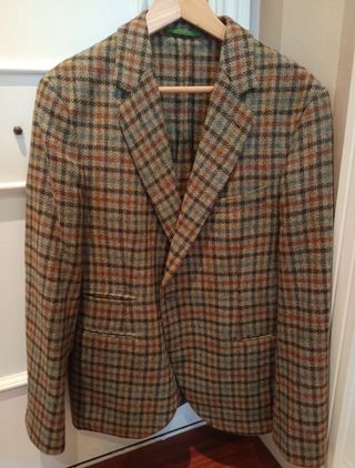 Americana Blazer Cuadros Marrón Multicolor