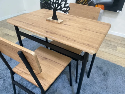 BARATO Mesa comedor y 2 sillas madera y metal