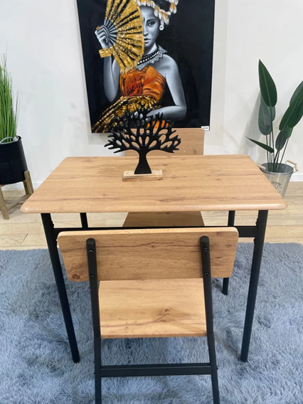 BARATO Mesa comedor y 2 sillas madera y metal